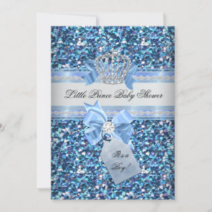 Invitation Parties scintillant Baby shower Garçon Bleu Petit 