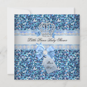 Invitation Parties scintillant Baby shower Garçon Bleu Petit 