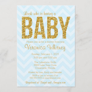 Invitation Parties scintillant Baby shower Invitation, Or ble