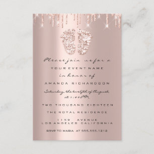 Invitation Parties scintillant  Baby shower Pieds Rose Blush 