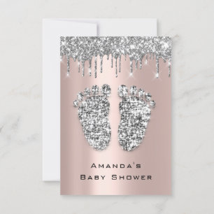Invitation Parties scintillant Baby shower Pieds Rose Gris G