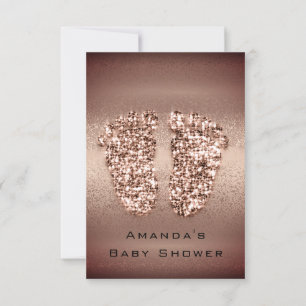 Invitation Parties scintillant Baby shower  Pieds Rose or cui