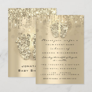 Invitation Parties scintillant Baby shower pieds Sepia Dots G