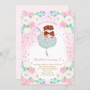 Invitation Parties scintillant Ballerina Anniversaire