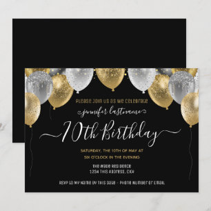 Invitation Parties scintillant Ballons 70e anniversaire de fê