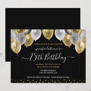 Invitation Parties scintillant Ballons 75e anniversaire Invit