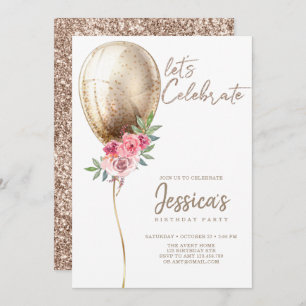Invitation Parties scintillant Ballons Beige de luxe Invitati