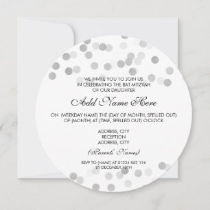 Invitation Parties scintillant Bat mitzvah Faux Argent