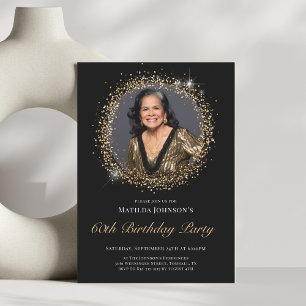 Invitation Parties scintillant Black Gold 60e Anniversaire Fê