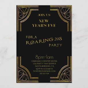 Invitation Parties scintillant Black Gold du réveillon des an
