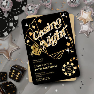 Invitation Parties scintillant Black & Gold Sparkling Vegas C