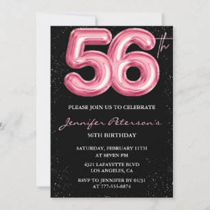 Invitation Parties scintillant Black Pink Balloon Glam 56e an