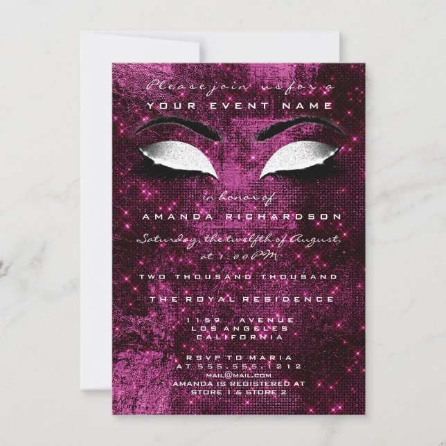 Invitation Parties scintillant blanche de maquillage de bette (Devant)