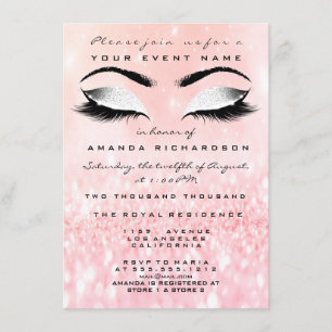 Invitation Parties scintillant blanche de maquillage rose bon