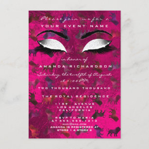Invitation Parties scintillant blanche de maquillage rose vif