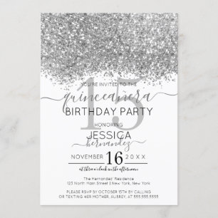 Invitation Parties scintillant blanche en argent de luxe Conf
