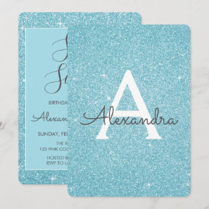 Invitation Parties scintillant bleu étincelante Sweet sixteen