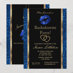 Invitation Parties scintillant bleu foncé lèvres Bachelorette