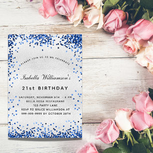 Invitation Parties scintillant bleu marine argent anniversair