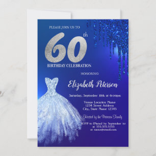 Invitation Parties scintillant bleu marine, habiller bleu 60e