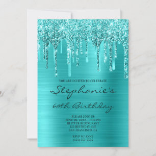 Invitation Parties scintillant bleu turquoise Flèche à huile 