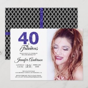 Invitation Parties scintillant Bleue 40 et fabuleuse 40e anni