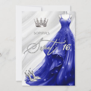 Invitation Parties scintillant Bleue Argent Royal Robe étince