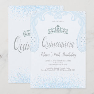 Invitation Parties scintillant Bleue Bébé & Dentelle, Quincea