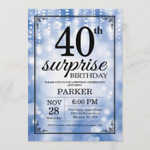 Invitation Parties scintillant bleue de l'invitation surprise