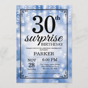 Invitation Parties scintillant bleue de l'invitation surprise