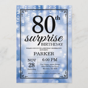 Invitation Parties scintillant bleue de l'invitation surprise