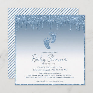 Invitation Parties scintillant bleue Drives Baby shower invit
