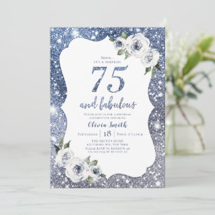 Invitation Parties scintillant bleue étincelante et fleurie 7