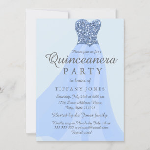 Invitation Parties scintillant bleue étincelante Gown Quincea