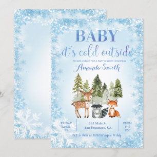 Invitation Parties scintillant Bleue Froid à l'extérieur Baby