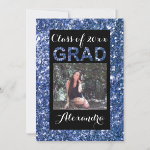 Invitation Parties scintillant Bleue - Look 1 Photo Graduatio
