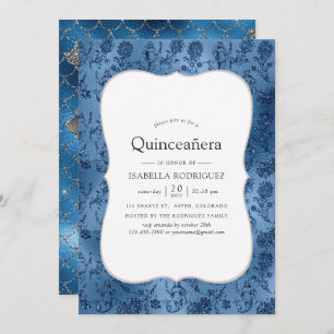Invitation Parties scintillant bleue Mermaid Motif Quinceaner