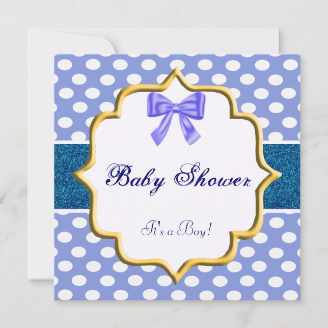 Invitation Parties scintillant bleue Pointe Baby shower Invit (Devant)