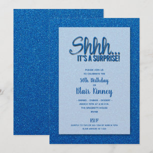 Invitation Parties scintillant Bleue SURPRISE Anniversaire