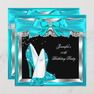 Invitation Parties scintillant bleue turquoise haute talon Si
