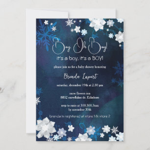Invitation Parties scintillant Bleues d'hiver Baby Boy Douche