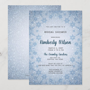 Invitation Parties scintillant Blue Snowflakes Fête des marié