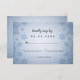 Invitation Parties scintillant Blue Snowflakes mariage hiver 