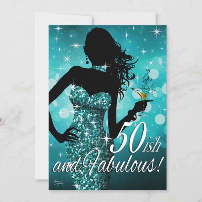 Invitation Parties scintillant Bombshell Étincelle 50 ish Ann (Devant)