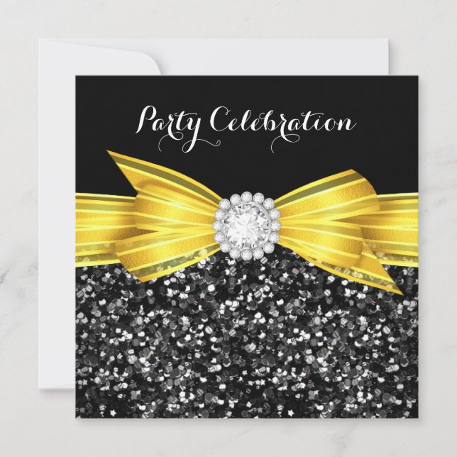 Invitation Parties scintillant Bow Jaune Black Diamond Partie (Devant)