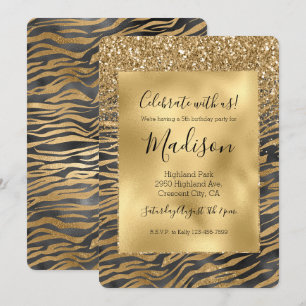 Invitation Parties scintillant brillante noire or Sparkle Zeb