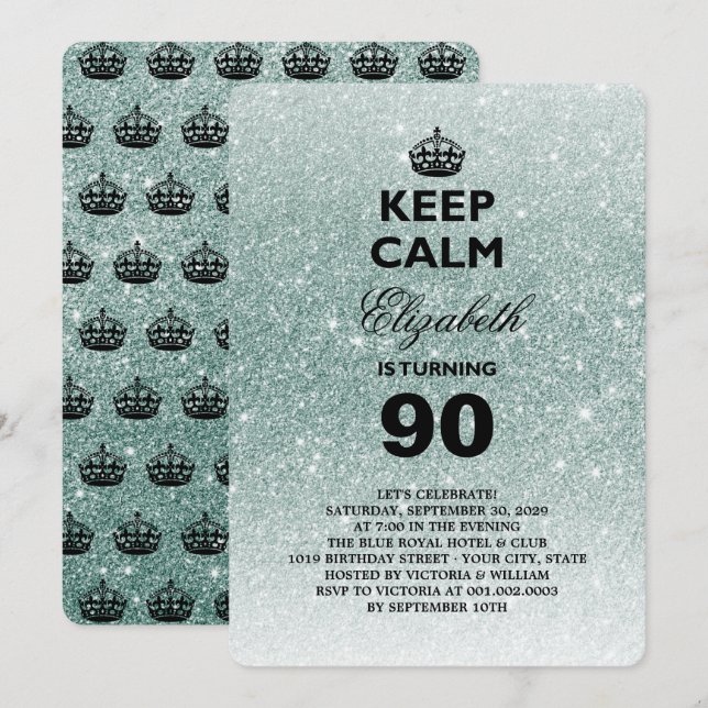 Invitation Parties scintillant calme Jalon Anniversaire Invit (Devant / Derrière)