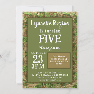 Invitation Parties scintillant Camouflage de la famille milit