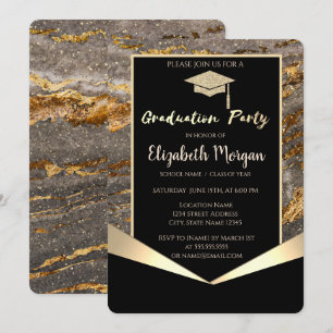 Invitation Parties scintillant Casquette, Confetti Marbre Pie