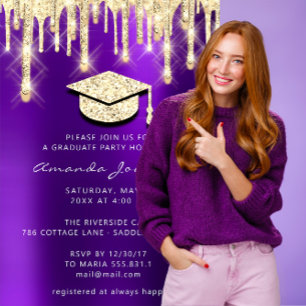 Invitation Parties scintillant Casquette doré de gouttes d'or